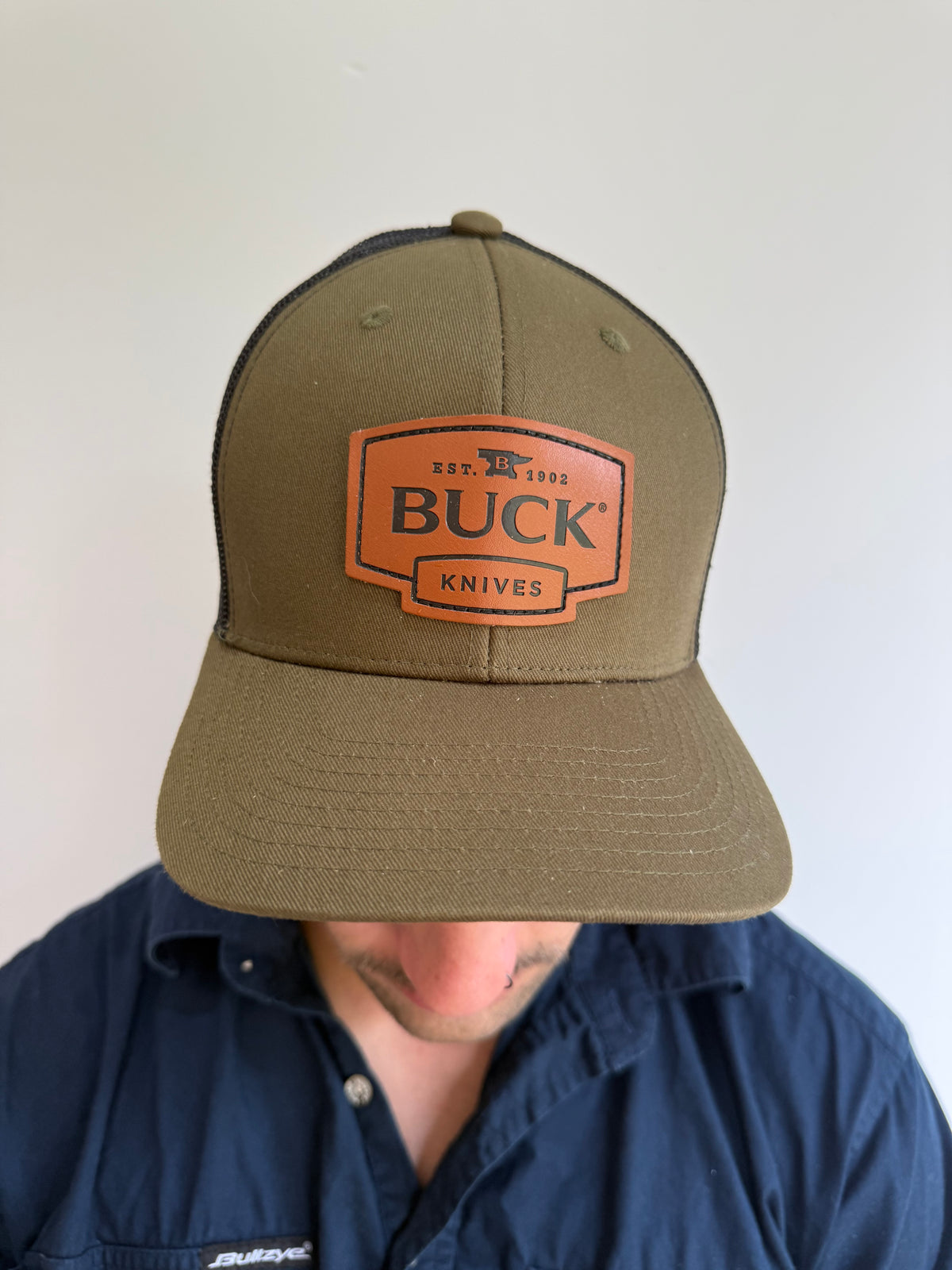 Buck Green Leather Patch Hat