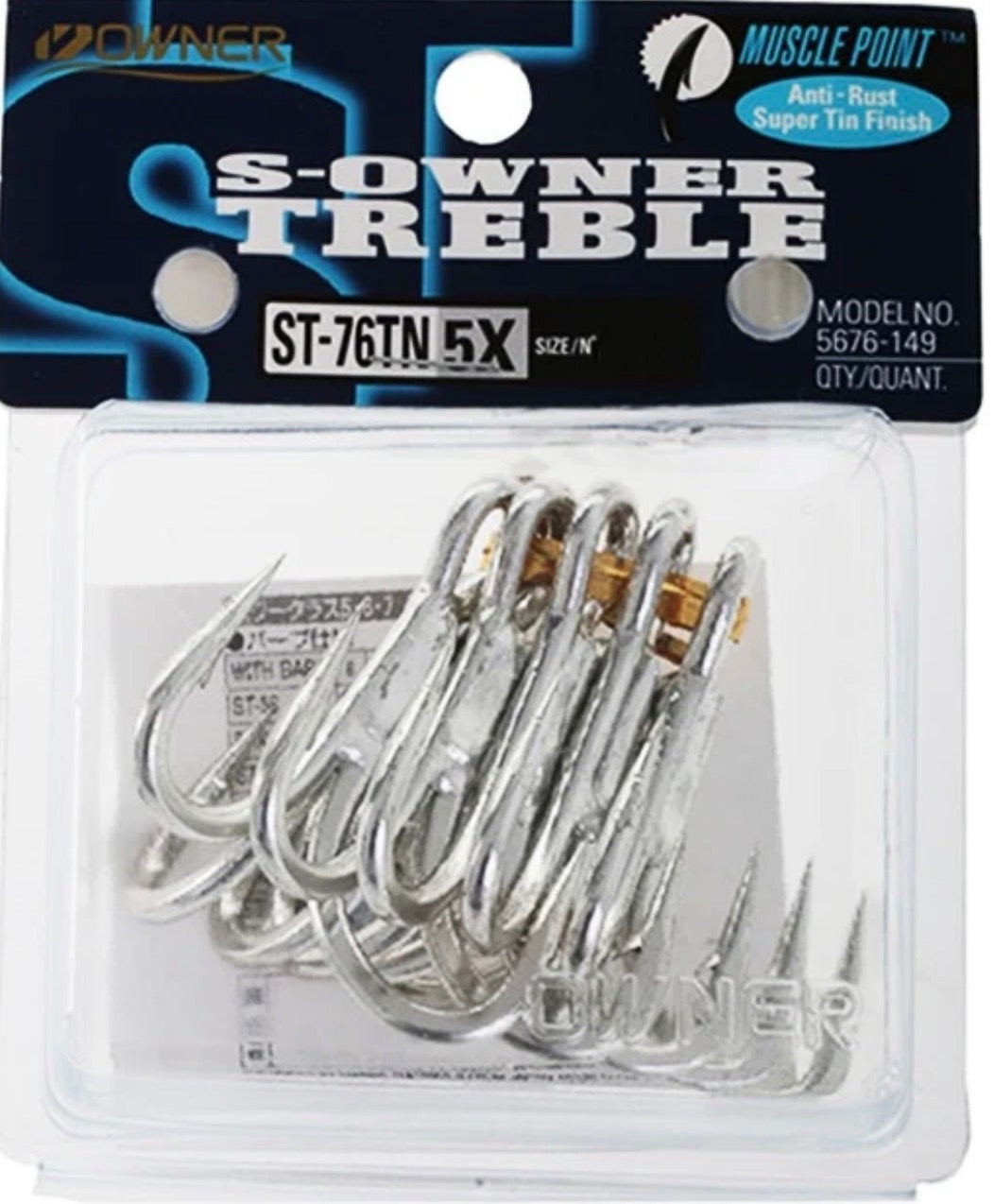 Owner ST-76TN 5X Treble Hooks 3/0