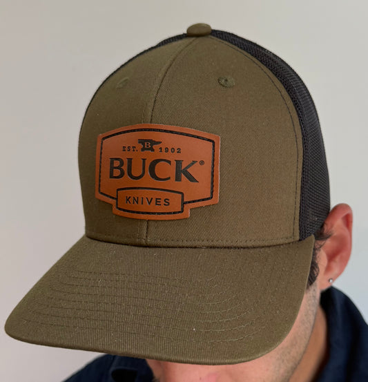 Buck Green Leather Patch Hat