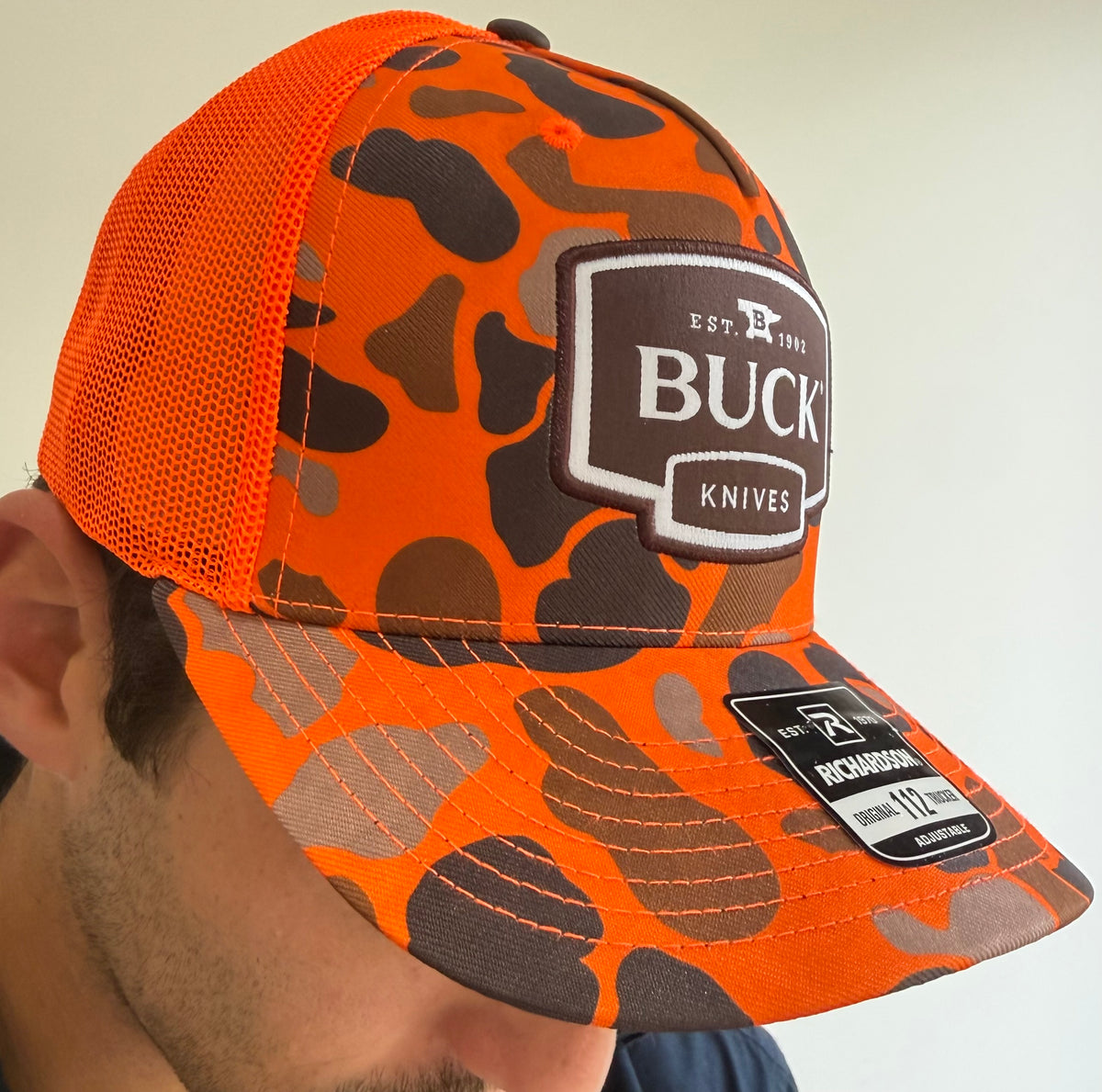 Buck Blaze Duck Camo Hat neon orange