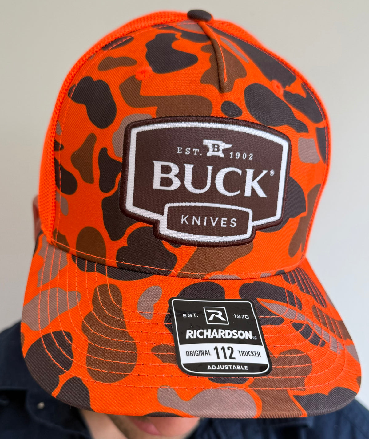 Buck Blaze Duck Camo Hat neon orange